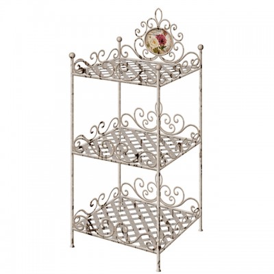 Antique 3 tier decorative metal shelf