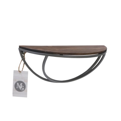 Wholesales Wooden Decoration Metal and Wood Half Round Wall Shelf