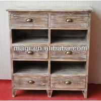 Distressed Old Wooden Cabinet With Six Drawers