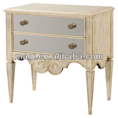 White antique wooden nightstands with 2 drawers