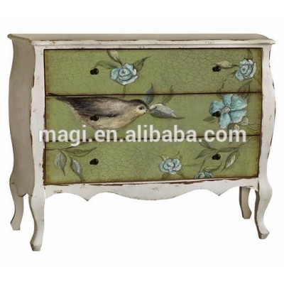 Shabby chic bird design bedroom cabinet